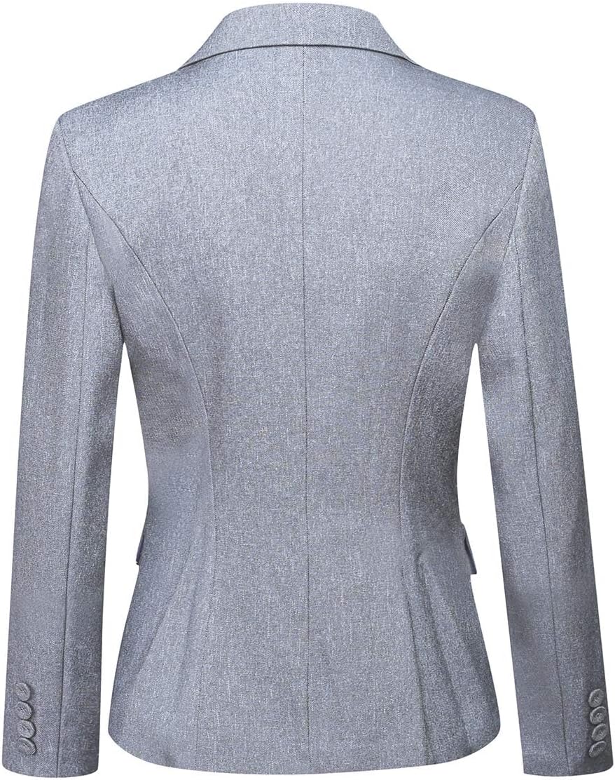 YUNCLOS Women's 2 Piece Office Lady Business Suit Set Slim Fit Blazer Pant Grey