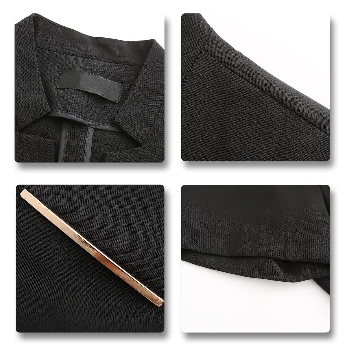 YUNCLOS Women's 2 Piece Business Office Suit Set One Button Short Sleeve Blazer Jacket and Suit Pants Black