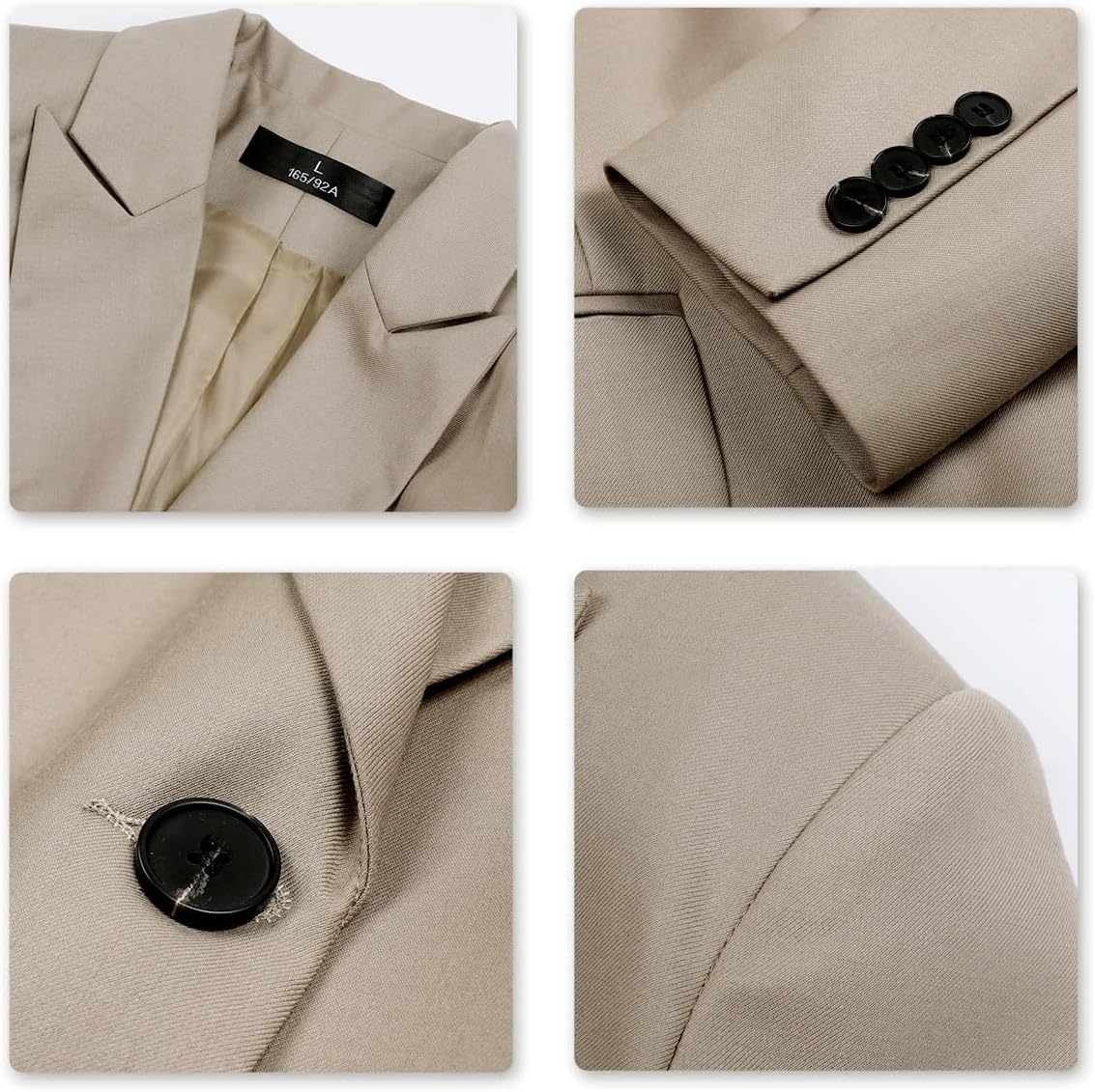 YUNCLOS Women's 2 Piece Office Work Suit Set Two Button Blazer and Pants Khaki