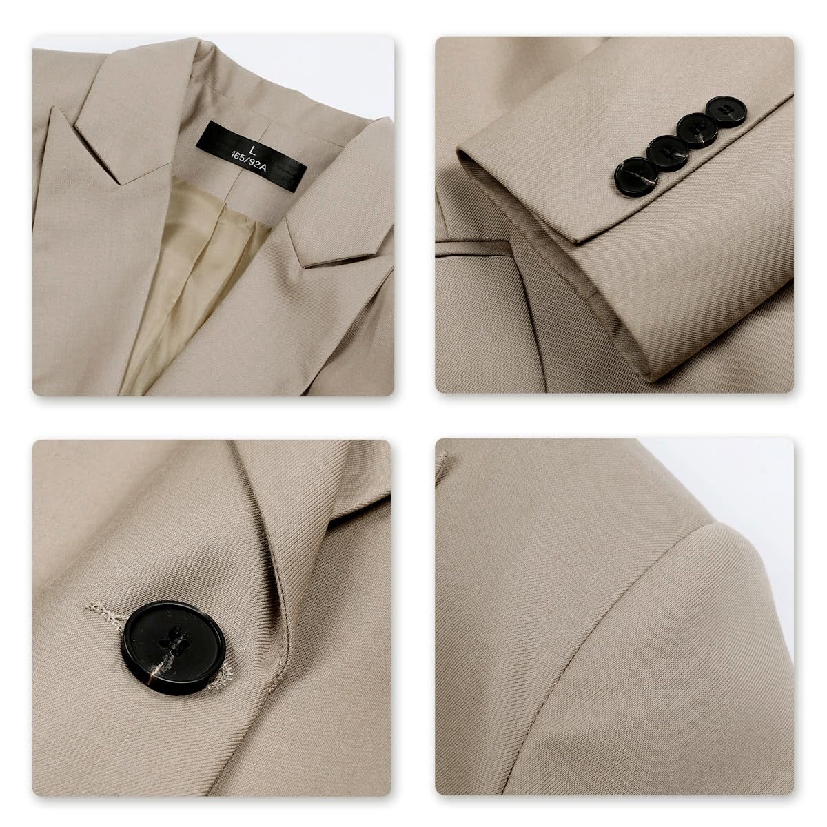 YUNCLOS Women's 2 Piece Office Work Suit Set Two Button Blazer and Pants Khaki