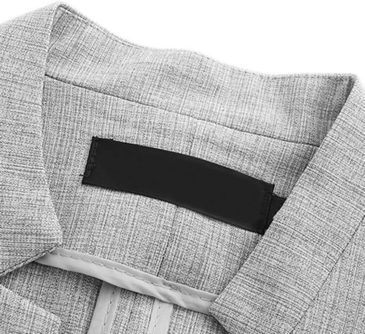 YUNCLOS Women's 2 Piece Business Office Suit Set One Button Short Sleeve Blazer Jacket and Suit Pants Gray