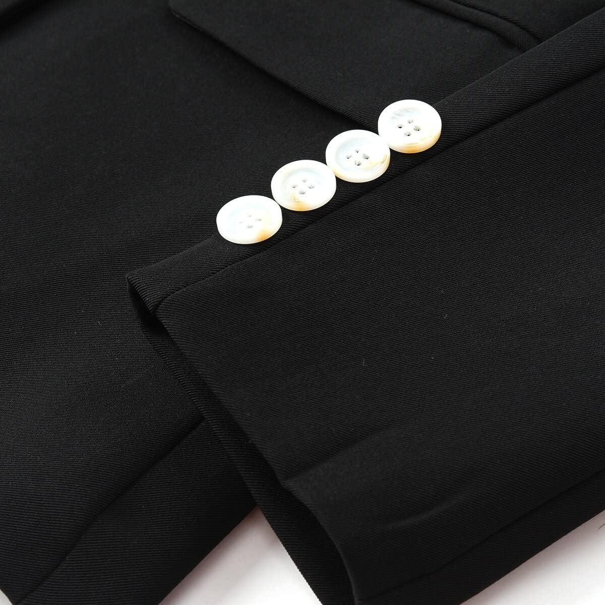 YUNCLOS Women's 2 Piece Slim Fit Work Suit Set Two Button Blazer and Pants Coal Black