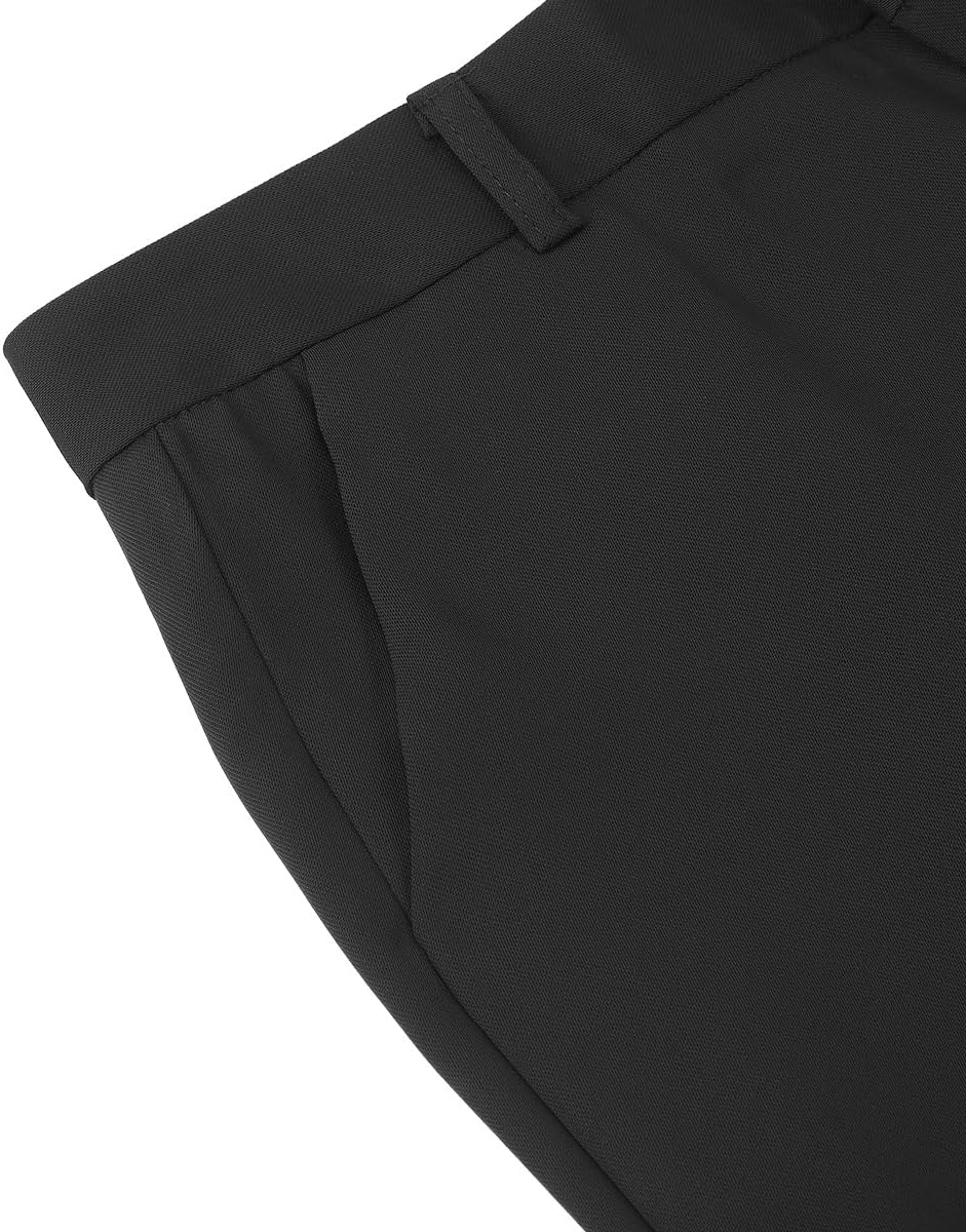 YUNCLOS Women's 2 Piece Business Office Suit Set One Button Short Sleeve Blazer Jacket and Suit Pants Black