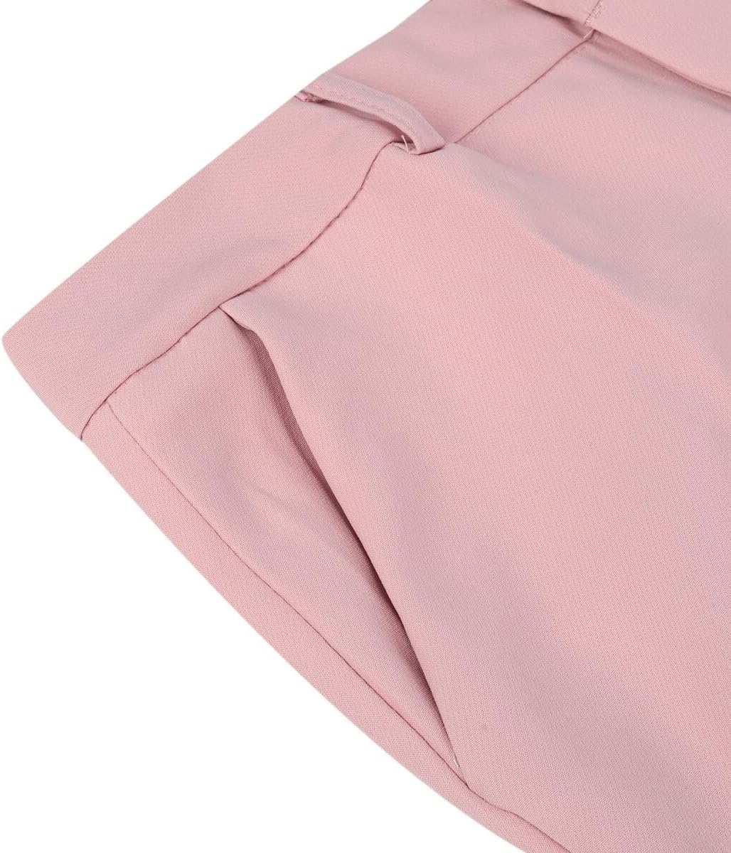 YUNCLOS Women's 2 Piece Office Work Suit Set One Button Blazer and Pants Light Pink