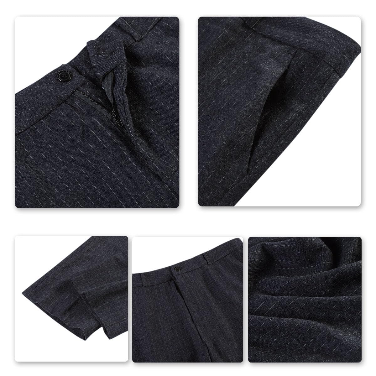 YUNCLOS Women's 2 Piece Office Lady Stripes Business Suit Set Slim Fit Blazer Jacket Pant, Suit Set-Black2