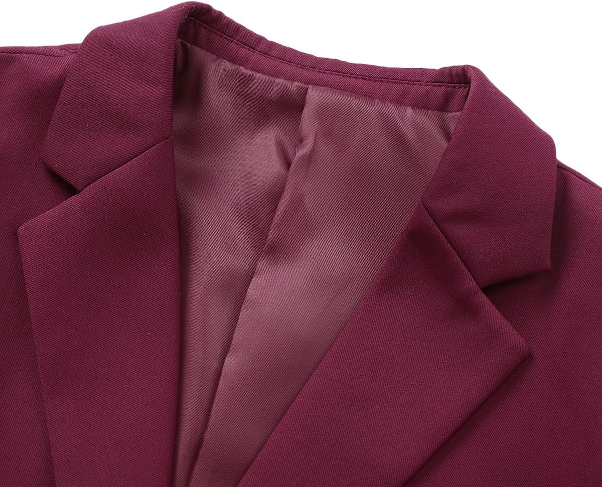 YUNCLOS Women's Casual Long Sleeve Button Slim Work Office Blazer Jacket Wine Red