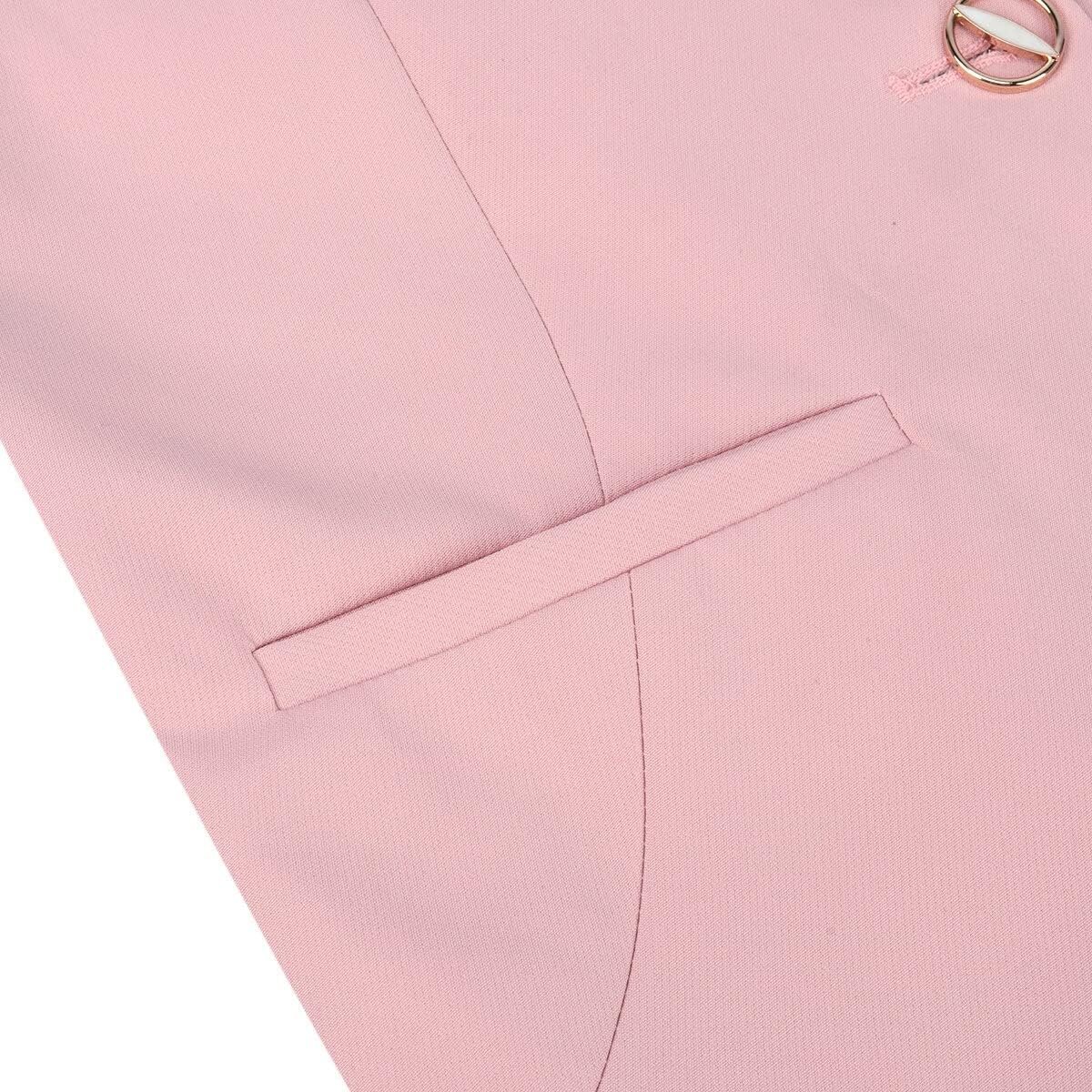 YUNCLOS Women's 2 Piece Office Work Suit Set One Button Blazer and Pants Light Pink