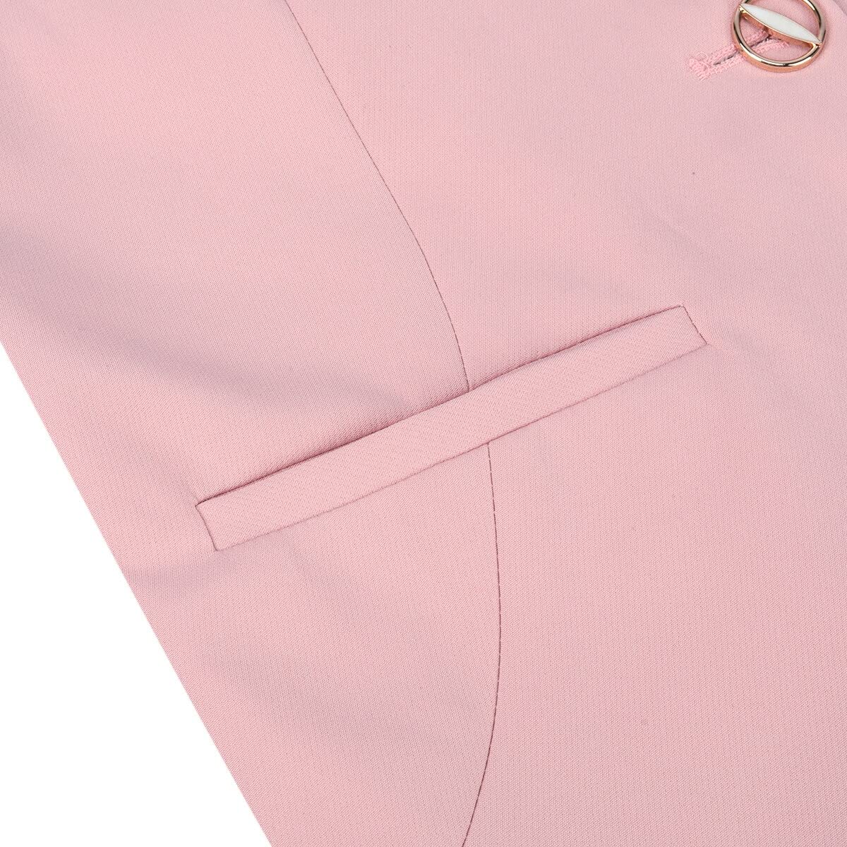 YUNCLOS Women's 2 Piece Office Work Suit Set One Button Blazer and Pants Light Pink