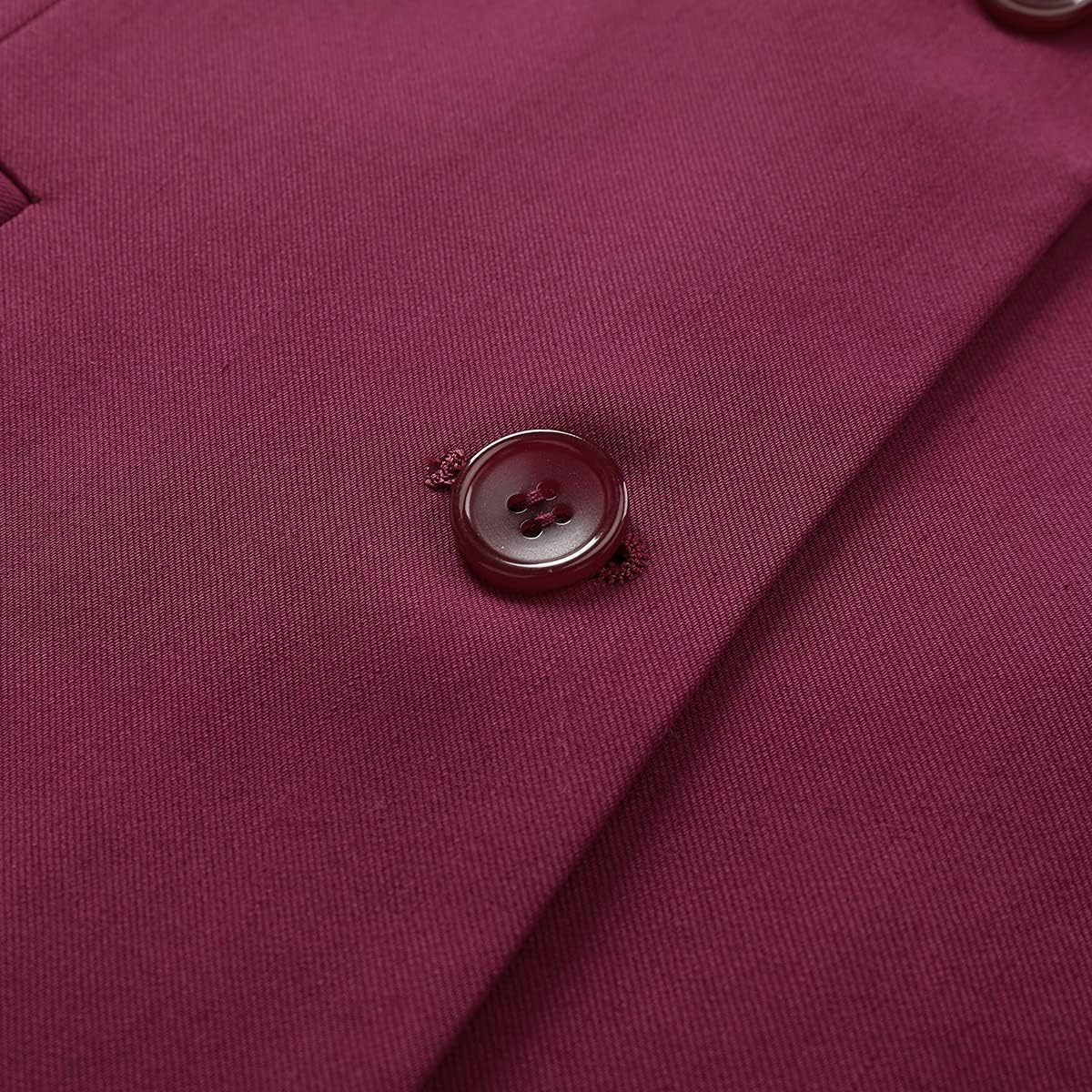 YUNCLOS Women's Casual Long Sleeve Button Slim Work Office Blazer Jacket Wine Red