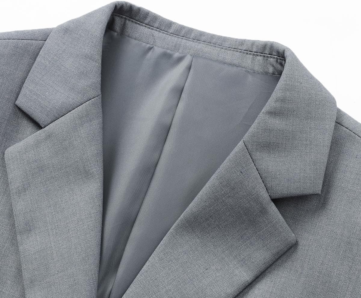 YUNCLOS Women's Casual Long Sleeve Button Slim Work Office Blazer Jacket Light Gray