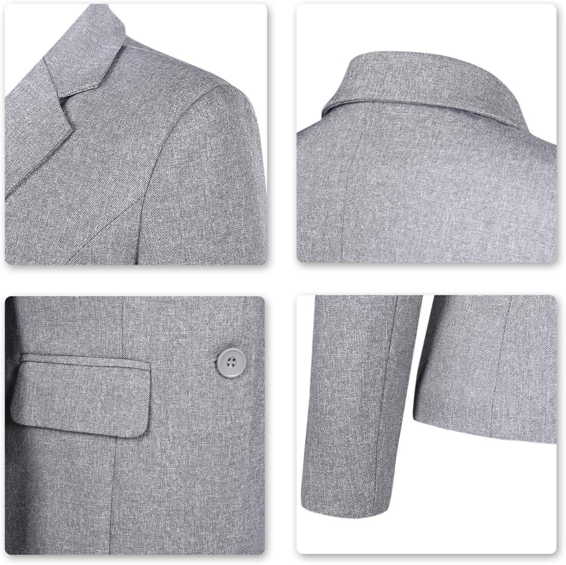 YUNCLOS Women's Single Breasted 2 Button Solid Color Casual Blazer Suit Jacket Ash Grey