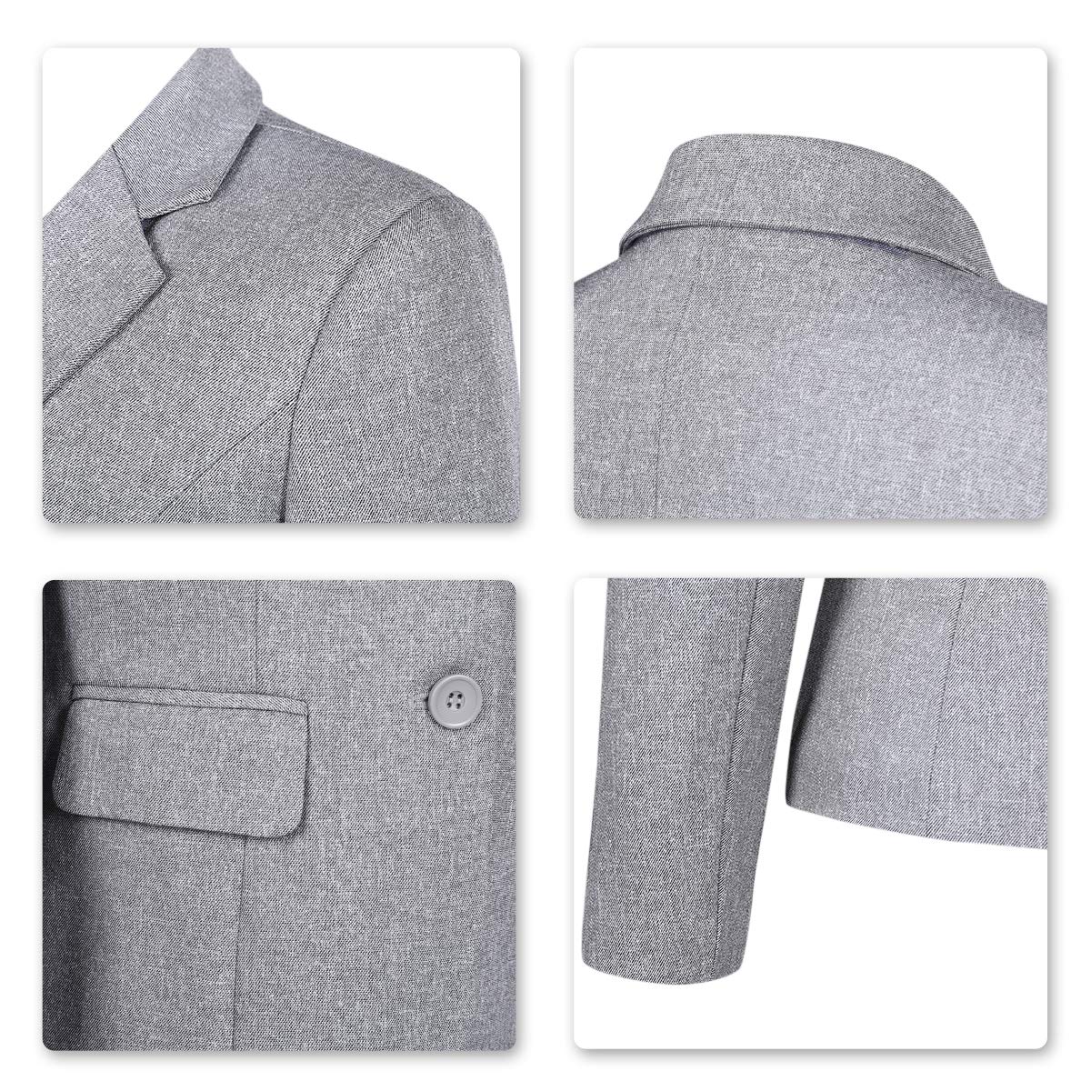 YUNCLOS Women's Single Breasted 2 Button Solid Color Casual Blazer Suit Jacket Ash Grey