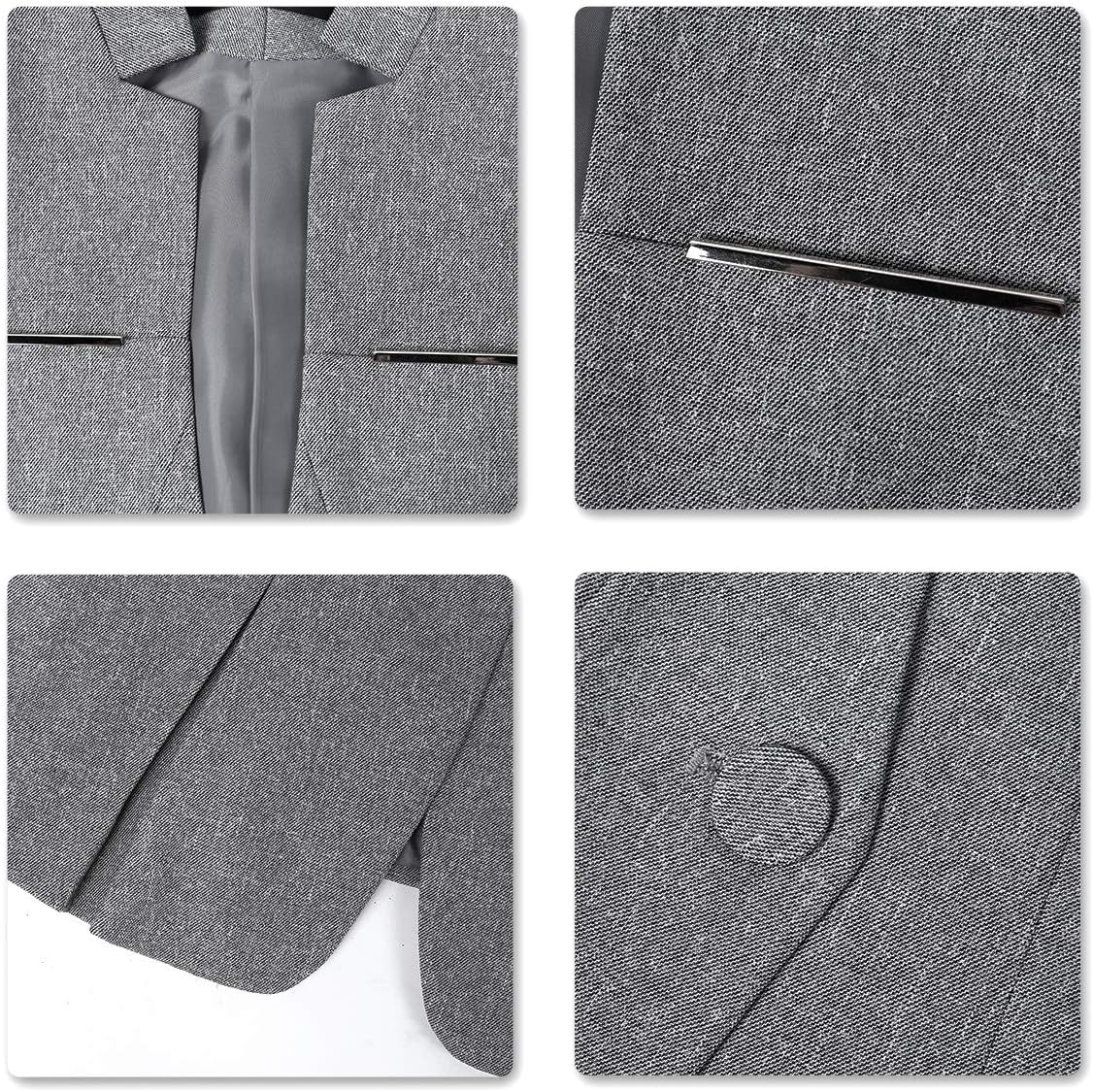 YUNCLOS Women's Elegant Business 2 Piece Office Lady Suit Set Work Blazer Pant, 001L, Grey