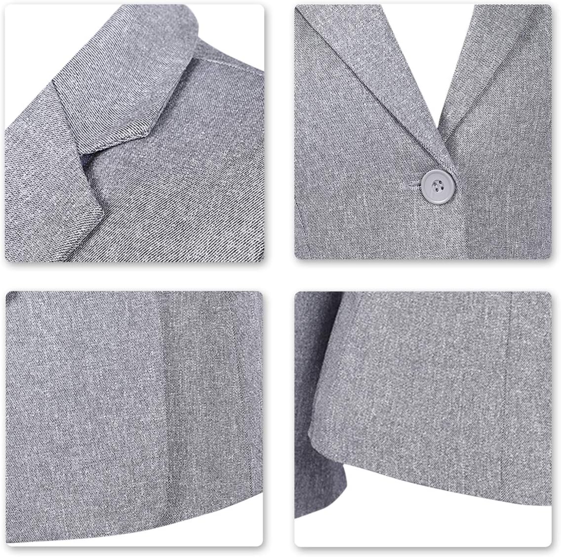 YUNCLOS Women's Single Breasted 2 Button Solid Color Casual Blazer Suit Jacket Ash Grey