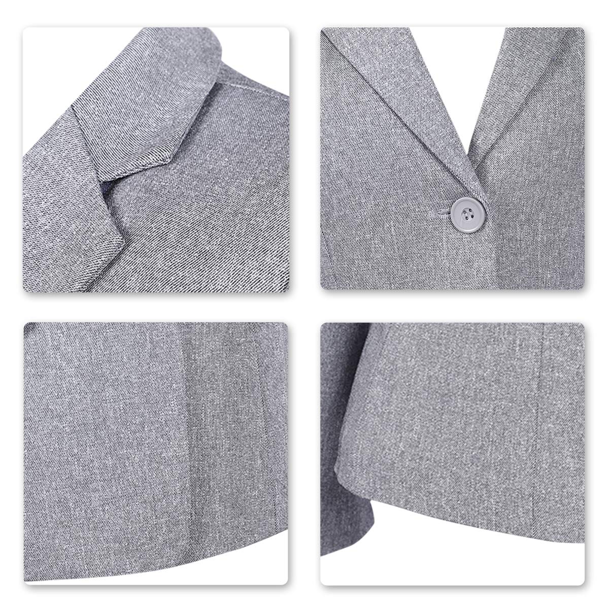 YUNCLOS Women's Single Breasted 2 Button Solid Color Casual Blazer Suit Jacket Ash Grey
