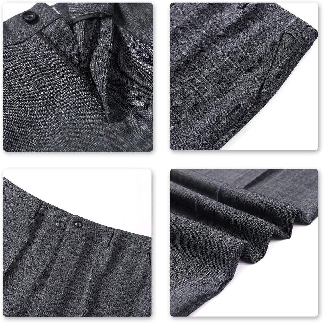 YUNCLOS Women's 2 Piece Slim Fit Work Suit Set Two Button Blazer and Pants Dark Gray