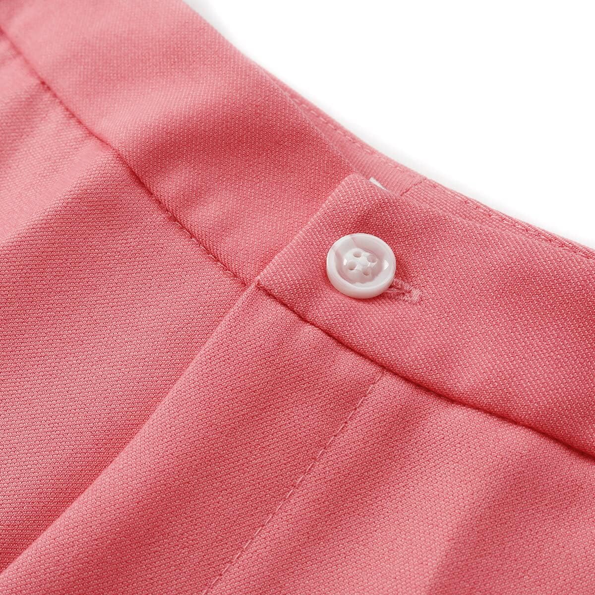 YUNCLOS Women's 2 Piece Double Breasted Suit Set Two Button Blazer and Pants, Pink, Small
