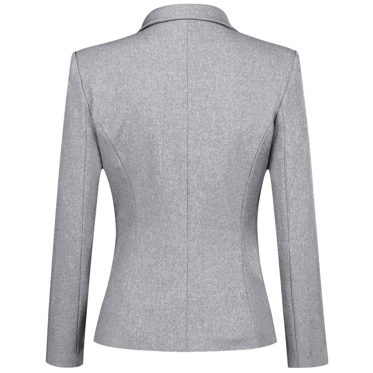 YUNCLOS Women's Single Breasted 2 Button Solid Color Casual Blazer Suit Jacket Ash Grey