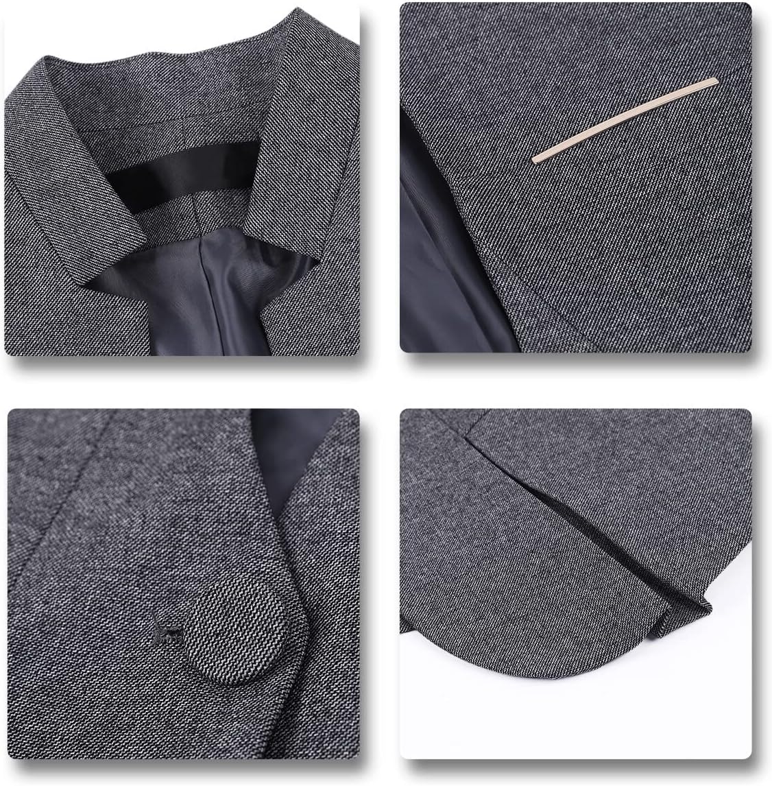 YUNCLOS Women's 2 Piece Business Dress Skirt Suit Set Office Lady Slim Fit Blazer and Skirt Dark Grey