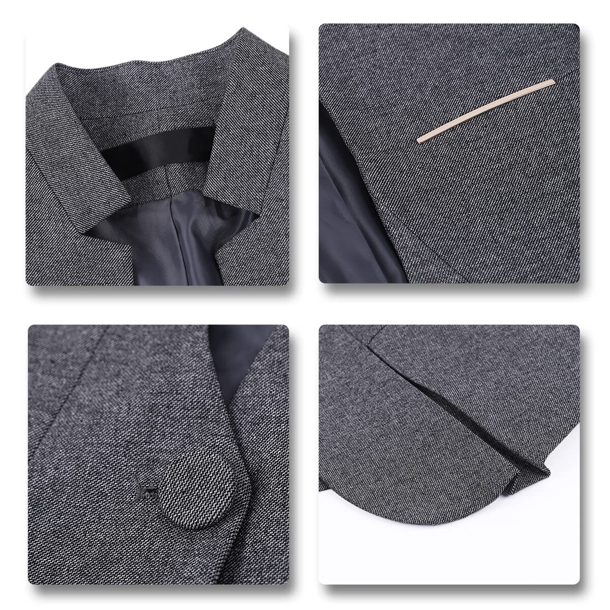 YUNCLOS Women's 2 Piece Business Dress Skirt Suit Set Office Lady Slim Fit Blazer and Skirt Dark Grey