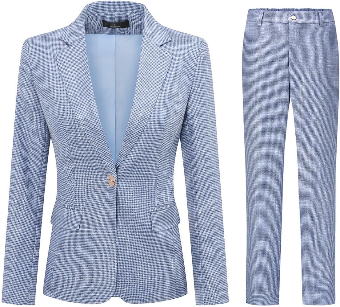 YUNCLOS Women's 2 Piece Office Work Suit Set One Button Blazer and Pants
