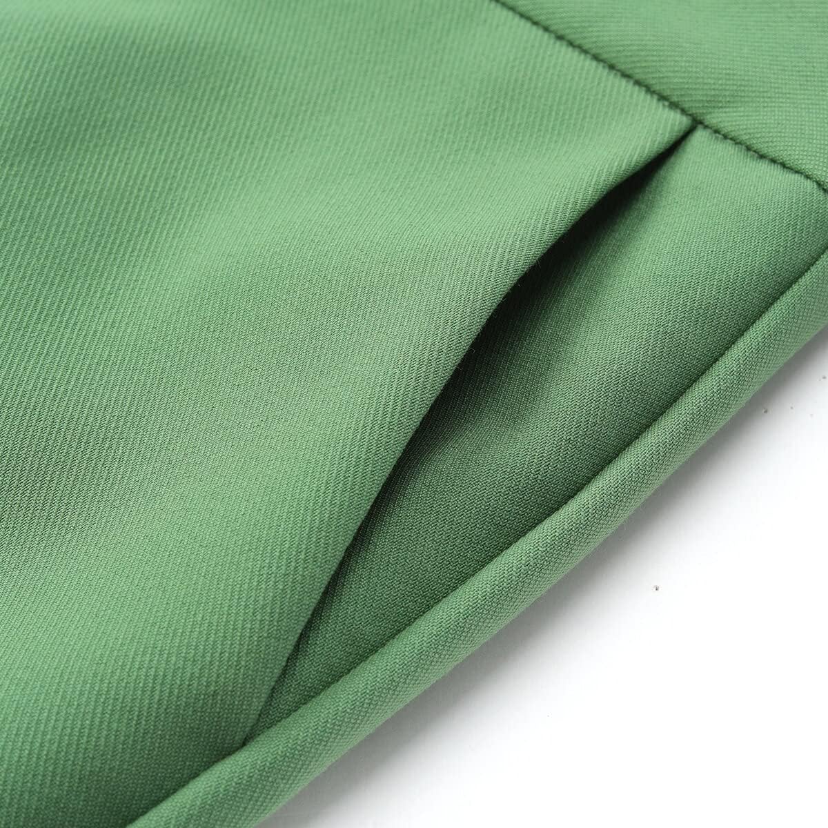 YUNCLOS Women's 2 Pieces Vintage Office Lady Suit Set 1 Button Blazer and Suit Pants Green
