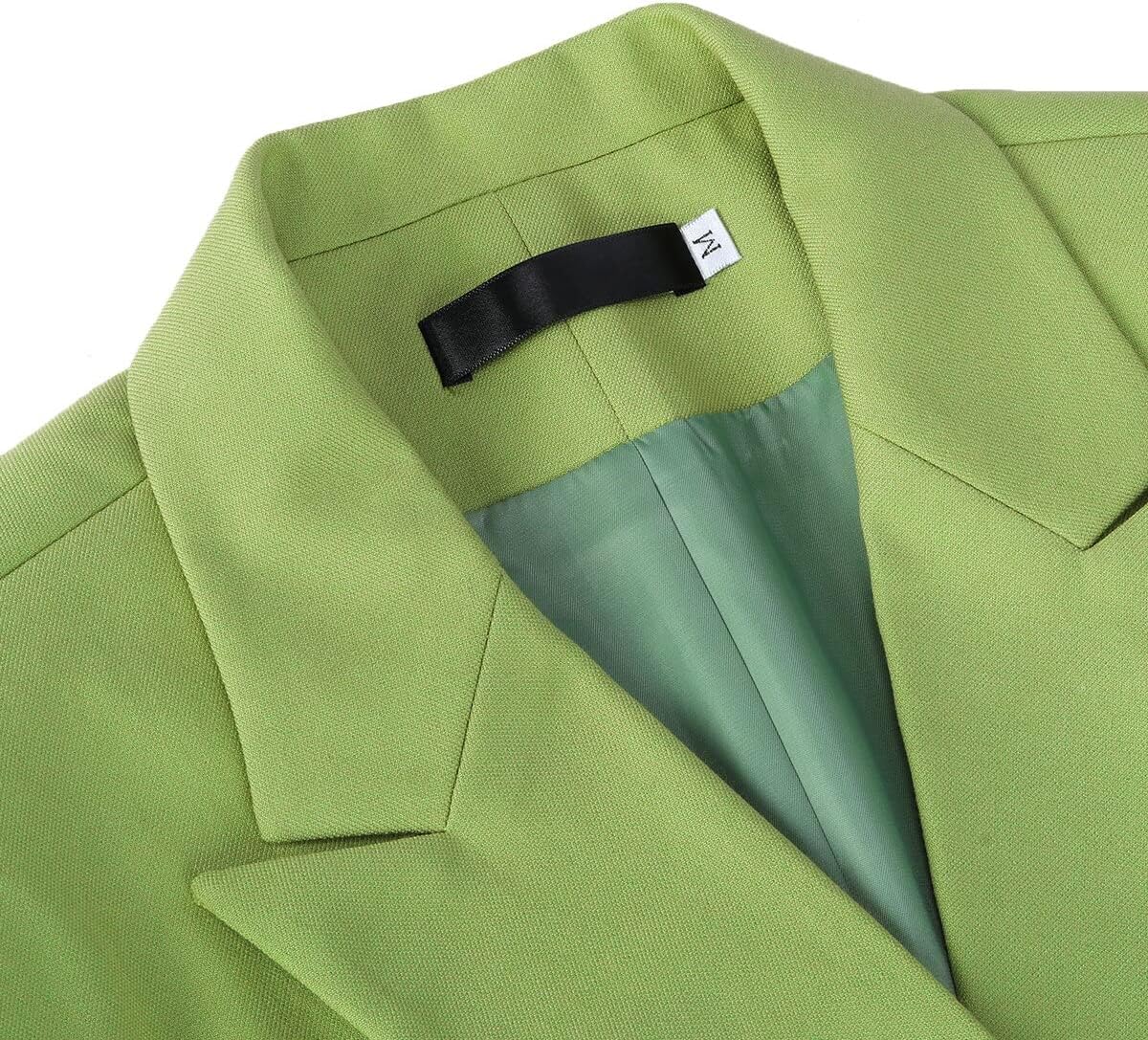 YUNCLOS Women's 2 Piece Double Breasted Suit Set Two Button Blazer and Pants Green