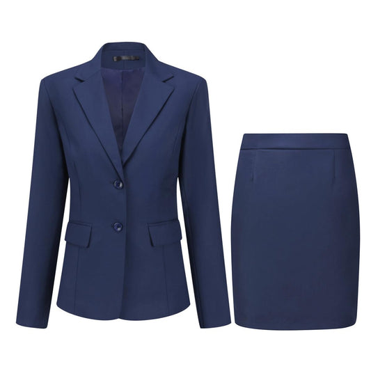 YUNCLOS Women's 2 Pieces Skirt Suit Set Long Sleeve Blazer Jacket and Pencil Skirt Navy