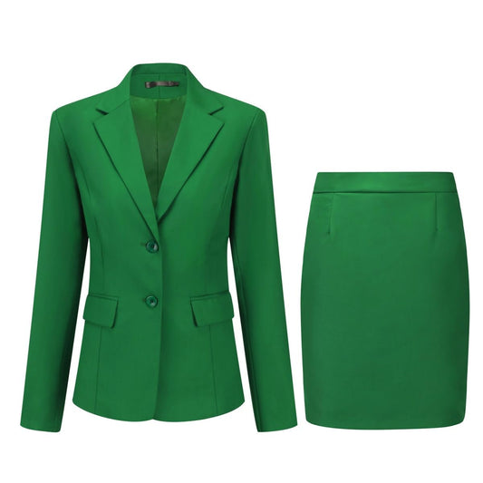 YUNCLOS Women's 2 Pieces Skirt Suit Set Long Sleeve Blazer Jacket and Pencil Skirt Green