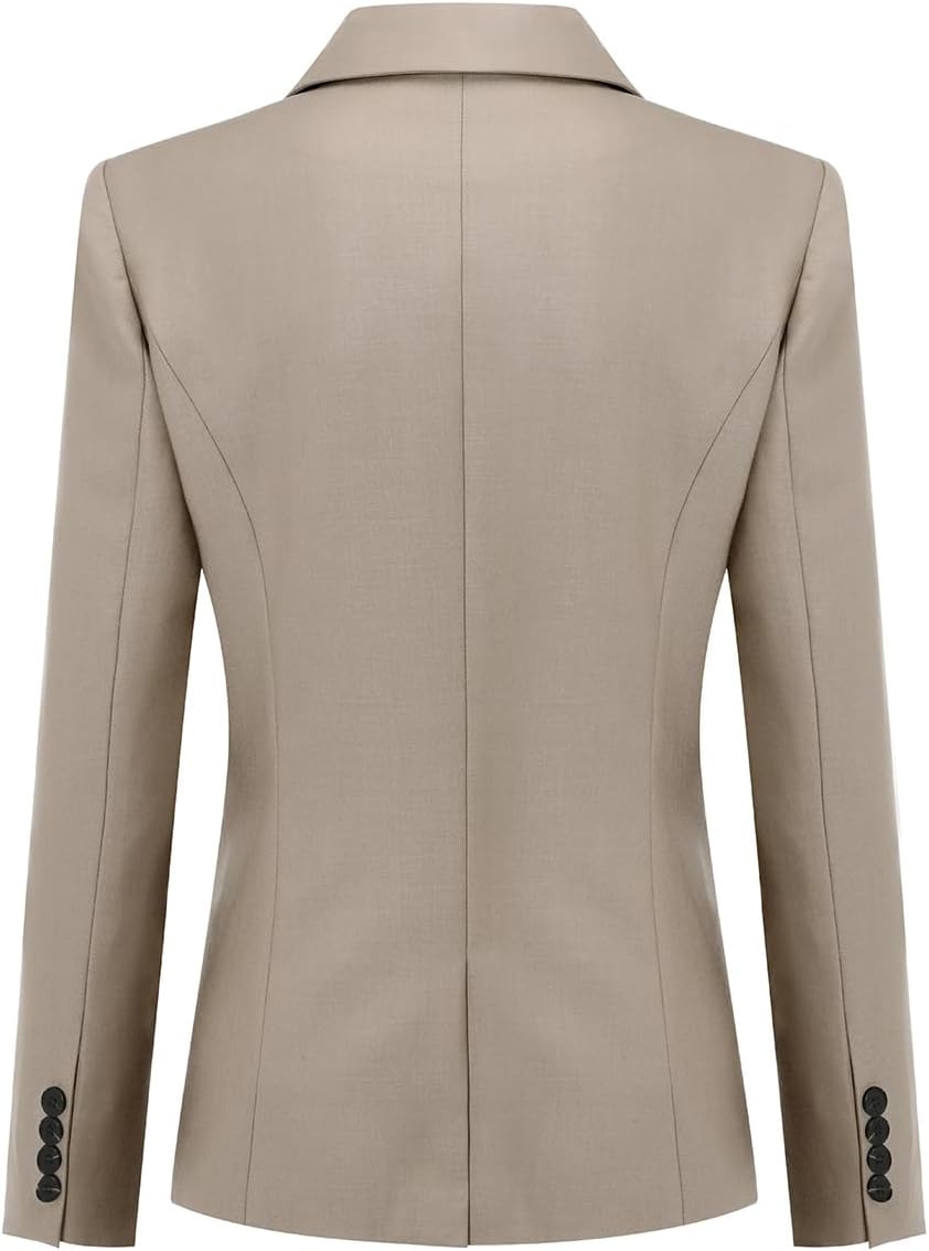 YUNCLOS Women's 2 Piece Office Work Suit Set Two Button Blazer and Pants Khaki
