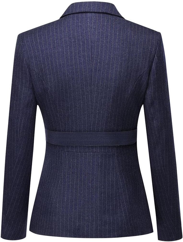 YUNCLOS Women's 2 Piece Office Lady Stripes Business Suit Set Slim Fit Blazer Jacket Pant