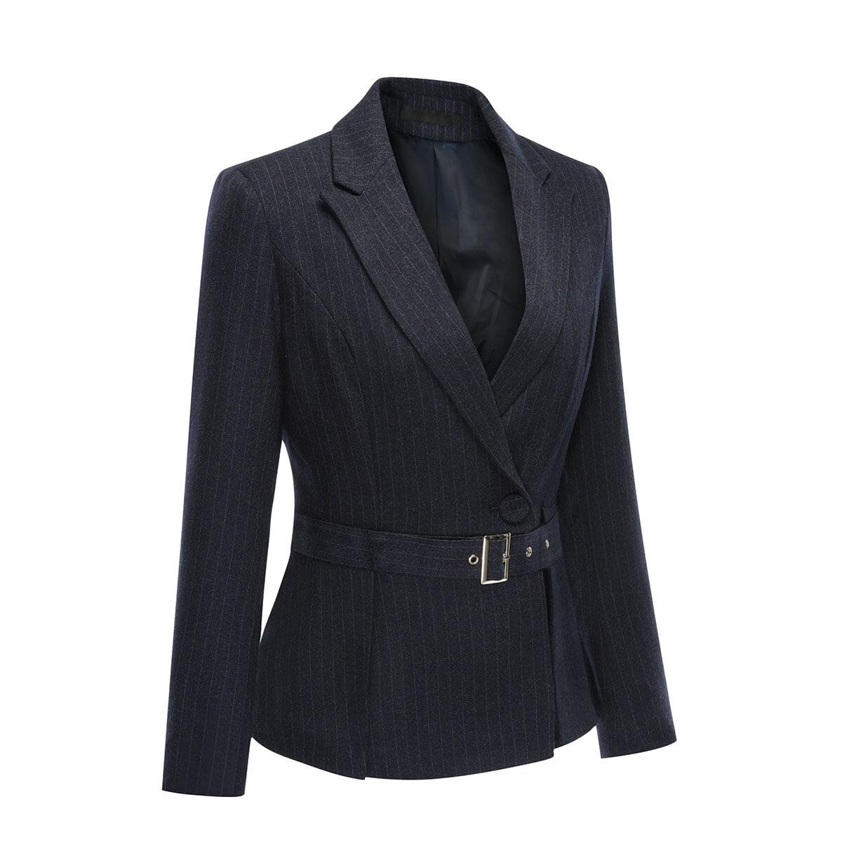 YUNCLOS Women's 2 Piece Office Lady Stripes Business Suit Set Slim Fit Blazer Jacket Pant, Suit Set-Black2