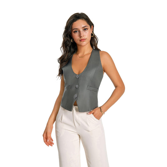 YUNCLOS Womens Versatile Racerback Vest Casual Vintage Steampunk Dressy Suit Waistcoat