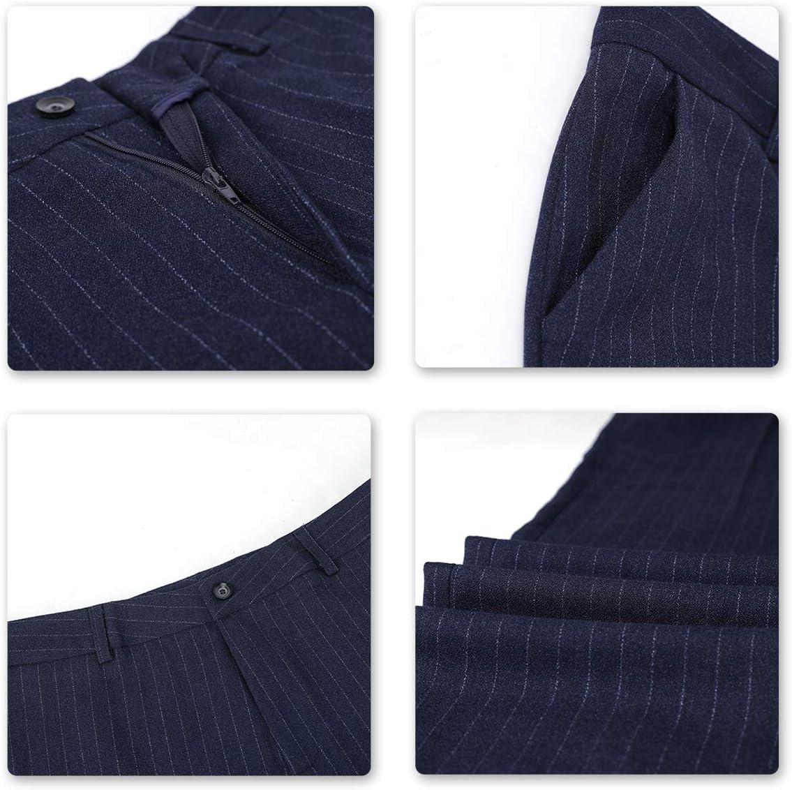 YUNCLOS Women's 2 Piece Office Lady Stripes Business Suit Set Slim Fit Blazer Jacket Pant