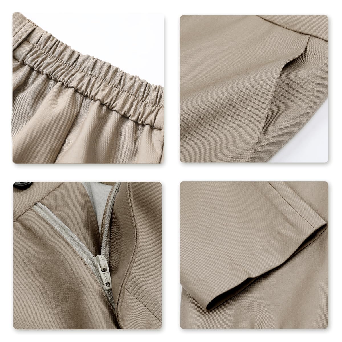 YUNCLOS Women's 2 Piece Office Work Suit Set Two Button Blazer and Pants Khaki