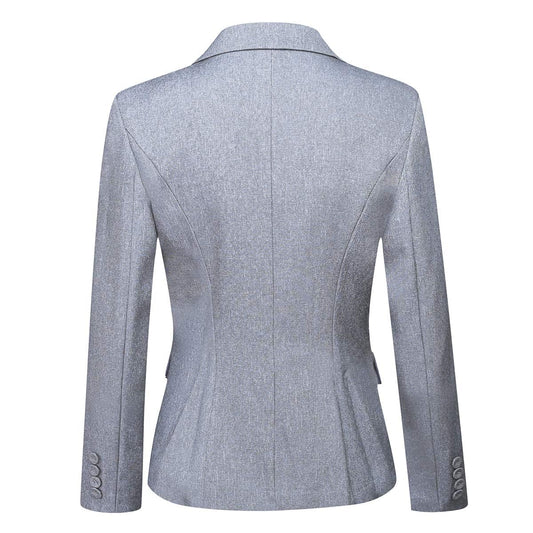 YUNCLOS Women's 2 Piece Office Lady Business Suit Set Slim Fit Blazer Pant Grey