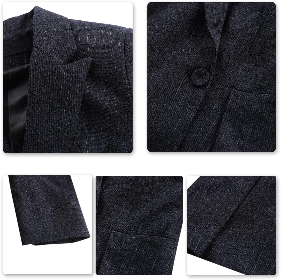 YUNCLOS Women's 2 Piece Office Lady Stripes Business Suit Set Slim Fit Blazer Jacket Pant, Suit Set-Black2
