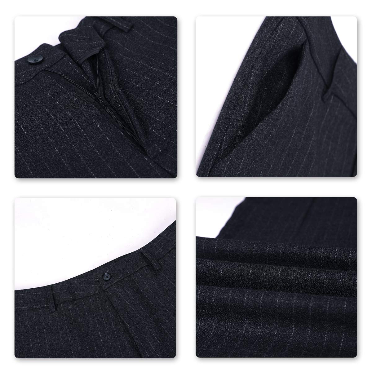 YUNCLOS Women's 2 Piece Office Lady Stripes Business Suit Set Slim Fit Blazer Jacket Pant