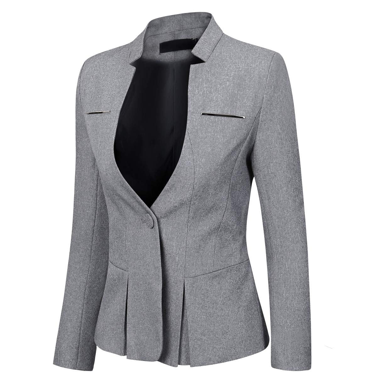 YUNCLOS Women's Elegant Business 2 Piece Office Lady Suit Set Work Blazer Pant, 001L, Grey
