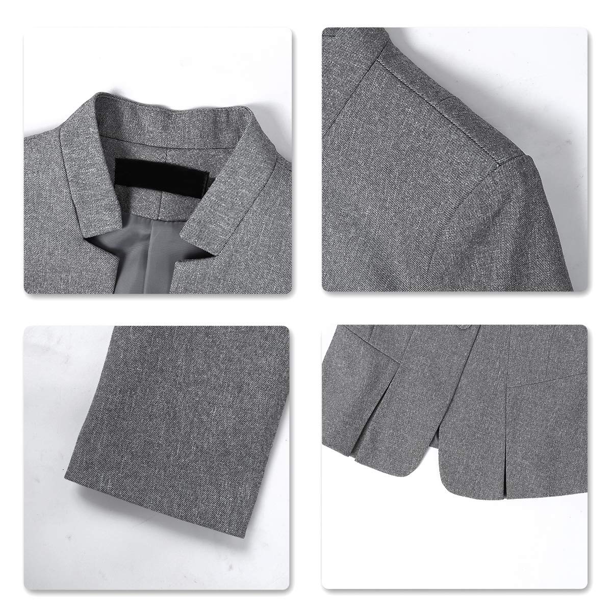 YUNCLOS Women's Elegant Business 2 Piece Office Lady Suit Set Work Blazer Pant, 001L, Grey