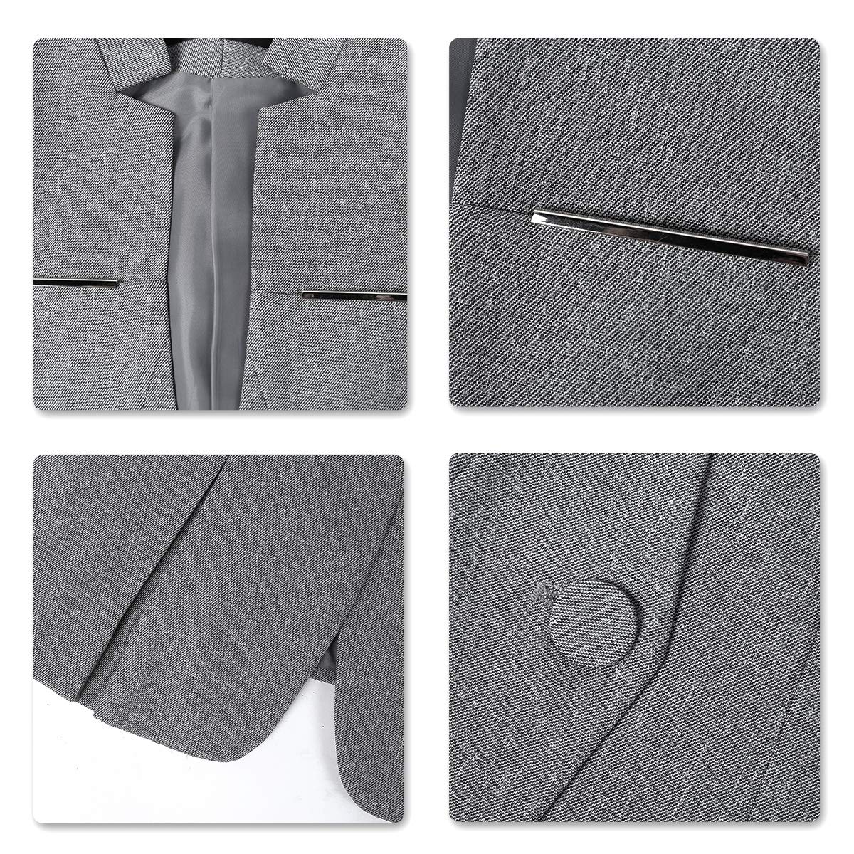 YUNCLOS Women's Elegant Business 2 Piece Office Lady Suit Set Work Blazer Pant, 001L, Grey